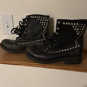 Ash studded distressed black combat boots. Size 38